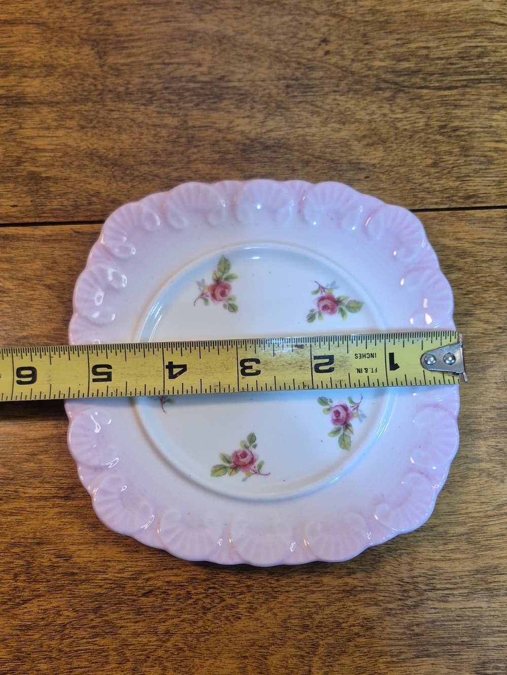 ROYAL STAFFORD Vintage Bone China Pink Scalloped Rose Accent Plate Trinket Plate - Picture 8 of 10
